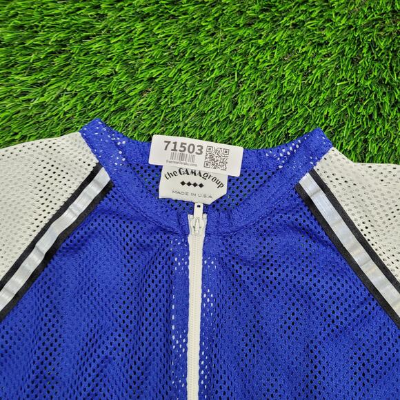 Vintage 90s Mesh Jacket Teens Large 18x25 Blue White - Picture 9 of 12